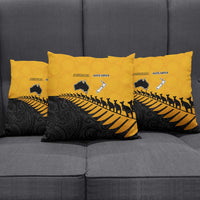 Australia New Zealand Rugby Pillow Cover Gold Aboriginal Wallabies and Maori Black Fern LT9 - Polynesian Pride