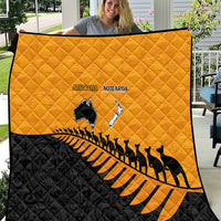 Australia New Zealand Rugby Quilt Gold Aboriginal Wallabies and Maori Black Fern LT9 Gold - Polynesian Pride