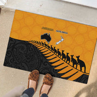 Australia New Zealand Rugby Rubber Doormat Gold Aboriginal Wallabies and Maori Black Fern LT9 - Polynesian Pride