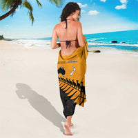 Australia New Zealand Rugby Sarong Gold Aboriginal Wallabies and Maori Black Fern LT9 - Polynesian Pride