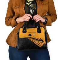 Australia New Zealand Rugby Shoulder Handbag Gold Aboriginal Wallabies and Maori Black Fern LT9 - Polynesian Pride