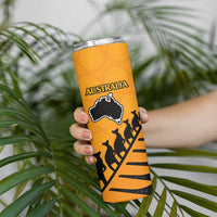 Australia New Zealand Rugby Skinny Tumbler Gold Aboriginal Wallabies and Maori Black Fern LT9 - Polynesian Pride
