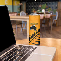 Australia New Zealand Rugby Skinny Tumbler Gold Aboriginal Wallabies and Maori Black Fern LT9 - Polynesian Pride