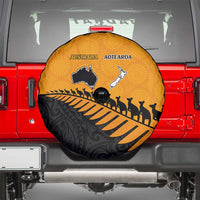 Australia New Zealand Rugby Spare Tire Cover Gold Aboriginal Wallabies and Maori Black Fern LT9 - Polynesian Pride