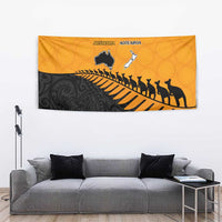 Australia New Zealand Rugby Tapestry Gold Aboriginal Wallabies and Maori Black Fern LT9 - Polynesian Pride
