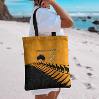 Australia New Zealand Rugby Tote Bag Gold Aboriginal Wallabies and Maori Black Fern LT9 - Polynesian Pride