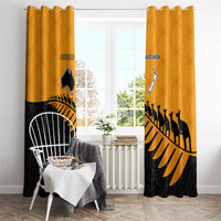 Australia New Zealand Rugby Window Curtain Gold Aboriginal Wallabies and Maori Black Fern LT9 - Polynesian Pride