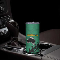 Australia New Zealand Rugby Skinny Tumbler Aboriginal Wallabies and Maori Black Fern Green Vibe LT9 - Polynesian Pride