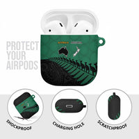 Australia New Zealand Rugby AirPods Case Green Aboriginal Wallabies and Maori Black Fern LT9 - Polynesian Pride