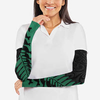 Australia New Zealand Rugby Arm Sleeves Green Aboriginal Wallabies and Maori Black Fern LT9 - Polynesian Pride