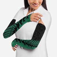 Australia New Zealand Rugby Arm Sleeves Green Aboriginal Wallabies and Maori Black Fern LT9 - Polynesian Pride