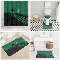 Australia New Zealand Rugby Bathroom Set Green Aboriginal Wallabies and Maori Black Fern LT9 - Polynesian Pride
