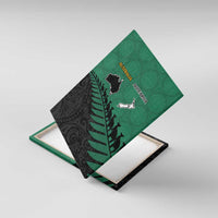 Australia New Zealand Rugby Canvas Wall Art Green Aboriginal Wallabies and Maori Black Fern LT9 With Frame Green - Polynesian Pride