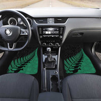 Australia New Zealand Rugby Car Mats Green Aboriginal Wallabies and Maori Black Fern LT9 Set 2pcs - Front Green - Polynesian Pride