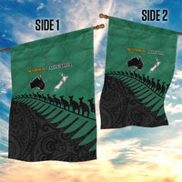 Australia New Zealand Rugby Garden Flag Green Aboriginal Wallabies and Maori Black Fern LT9 - Polynesian Pride