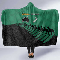 Australia New Zealand Rugby Hooded Blanket Green Aboriginal Wallabies and Maori Black Fern LT9 One Size Green - Polynesian Pride