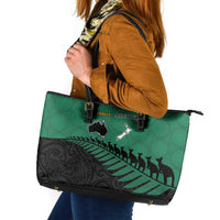 Australia New Zealand Rugby Leather Tote Bag Green Aboriginal Wallabies and Maori Black Fern LT9 Green - Polynesian Pride