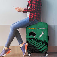 Australia New Zealand Rugby Luggage Cover Green Aboriginal Wallabies and Maori Black Fern - Polynesian Pride