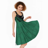 Australia New Zealand Rugby Midi Dress Green Aboriginal Wallabies and Maori Black Fern LT9 - Polynesian Pride