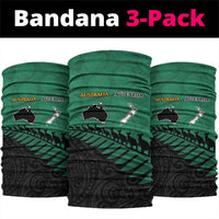 Australia New Zealand Rugby Neck Gaiter Green Aboriginal Wallabies and Maori Black Fern LT9 package One Size: 25*50cm Green - Polynesian Pride