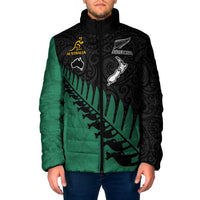 Australia New Zealand Rugby Padded Jacket Green Aboriginal Wallabies and Maori Black Fern LT9 Men Green - Polynesian Pride