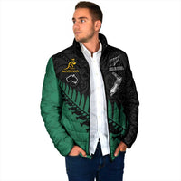 Australia New Zealand Rugby Padded Jacket Green Aboriginal Wallabies and Maori Black Fern LT9 - Polynesian Pride