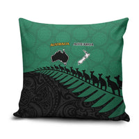 Australia New Zealand Rugby Pillow Cover Green Aboriginal Wallabies and Maori Black Fern LT9 Green - Polynesian Pride