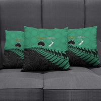 Australia New Zealand Rugby Pillow Cover Green Aboriginal Wallabies and Maori Black Fern LT9 - Polynesian Pride