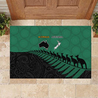 Australia New Zealand Rugby Rubber Doormat Green Aboriginal Wallabies and Maori Black Fern LT9 Green - Polynesian Pride