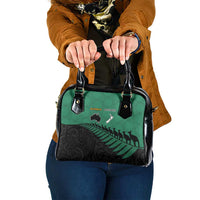 Australia New Zealand Rugby Shoulder Handbag Green Aboriginal Wallabies and Maori Black Fern LT9 One Size Green - Polynesian Pride