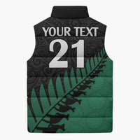 Australia New Zealand Rugby Sleeveless Puffer Jacket Green Aboriginal Wallabies and Maori Black Fern LT9 - Polynesian Pride