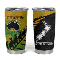Australia New Zealand Rugby Tumbler Cup Aboriginal Wallabies and Maori Black Fern Gradient Vibe LT9 Gradient - Polynesian Pride