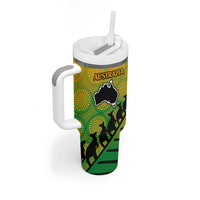 Australia New Zealand Rugby Tumbler With Handle Aboriginal Wallabies and Maori Black Fern Gradient Vibe LT9 - Polynesian Pride