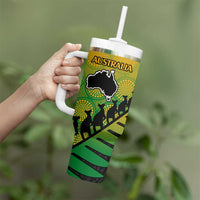 Australia New Zealand Rugby Tumbler With Handle Aboriginal Wallabies and Maori Black Fern Gradient Vibe LT9 - Polynesian Pride