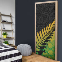 Australia New Zealand Rugby Door Cover Gradient Aboriginal Wallabies and Maori Black Fern LT9 - Polynesian Pride