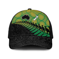 Australia New Zealand Rugby Mesh Trucker Cap Gradient Aboriginal Wallabies and Maori Black Fern - Polynesian Pride