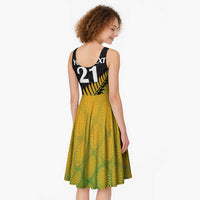 Australia New Zealand Rugby Midi Dress Gradient Aboriginal Wallabies and Maori Black Fern LT9 - Polynesian Pride