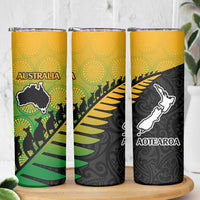 Australia New Zealand Rugby Skinny Tumbler Gradient Aboriginal Wallabies and Maori Black Fern LT9 - Polynesian Pride