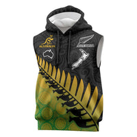 Australia New Zealand Rugby Sleeveless Hoodie Gradient Aboriginal Wallabies and Maori Black Fern LT9 Gradient - Polynesian Pride