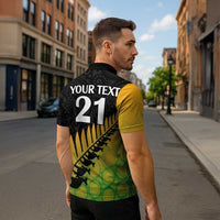 Australia New Zealand Rugby Zipper Polo Shirt Gradient Aboriginal Wallabies and Maori Black Fern LT9 - Polynesian Pride