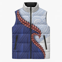 Ula Fala Red Samoa Chief Sleeveless Puffer Jacket Samoan Art Black Tribal LT9 Unisex Blue - Polynesian Pride