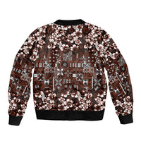 Burgundy Hawaiian Tapa Tribal Hibiscus Bomber Jacket LT9 - Polynesian Pride