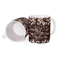 Burgundy Hawaiian Tapa Tribal Hibiscus Ceramic Mug LT9 - Polynesian Pride