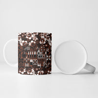 Burgundy Hawaiian Tapa Tribal Hibiscus Ceramic Mug LT9 - Polynesian Pride
