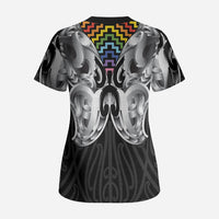 Aotearoa Kowhaiwhai Poutama Rainbow Motif Scrub Top