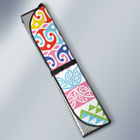 Maori Kowhaiwhai Taniko Patchwork Rainbow Motifs Auto Sun Shade