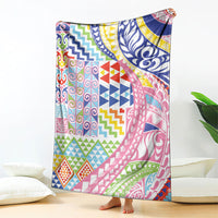 Maori Kowhaiwhai Taniko Patchwork Rainbow Motifs Blanket