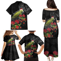 Meri Kirihimete Kakapo Family Matching Puletasi and Hawaiian Shirt Black Silver Fern Christmas Vibe LT9 - Polynesian Pride