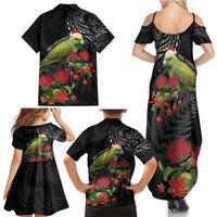 Meri Kirihimete Kakapo Family Matching Summer Maxi Dress and Hawaiian Shirt Black Silver Fern Christmas Vibe LT9 - Polynesian Pride