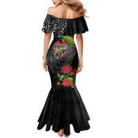 Meri Kirihimete Kakapo Mermaid Dress Black Silver Fern Christmas Vibe LT9 - Polynesian Pride